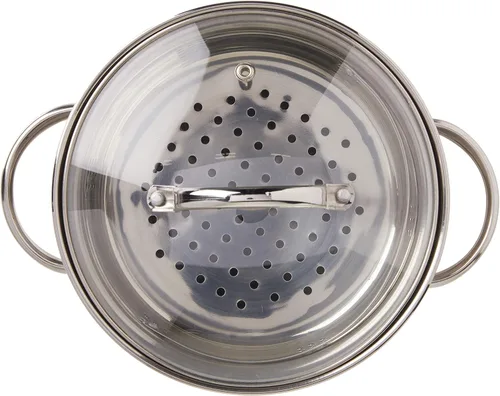 Vista 3 de Norpro Olla de vapor de 4 cuartos de galón, juego de 3 piezas, acero inoxidable