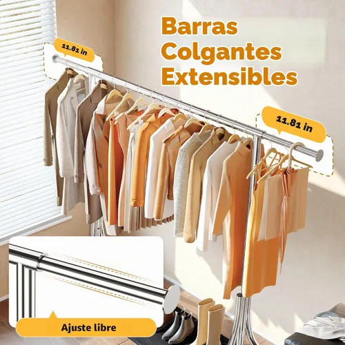 Vista 4 de HOKEEPER Perchero con estantes de madera, carga de 500 libras, altura