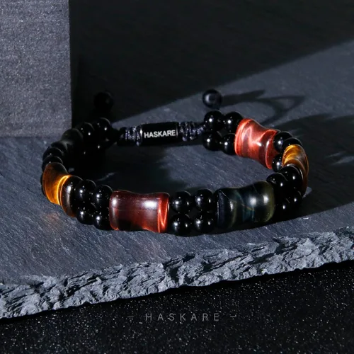 Vista 3 de HASKARE Healing Crystals Tiger Eye Bracelets for Men, Mens Jewelry Beads Protection Crystal Tigers Eye Bracelet, Genuine Stone Bead Bracelet Anxiety
