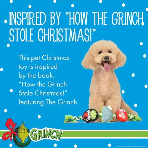 Vista 3 de Dr. Seuss for Pets Cómo el Grinch Robó la Navidad Juguete de Cuerda del Grinch de 14 pulgadas para Perros Juguetes Chirriantes para Perros La