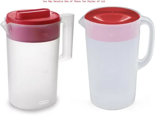 Vista 6 de Rubbermaid Jarra clásica de 1 galón con base transparente, tapa roja