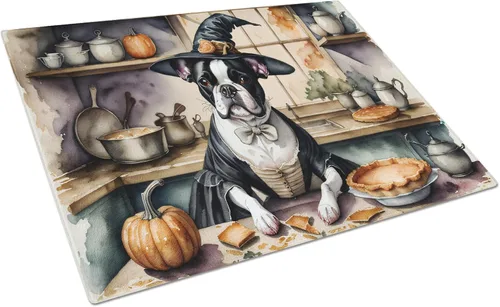 Vista 90 de Caroline's Treasures DAC1720LCB Affenpinscher - Tabla de cortar de vidrio con calabazas para cocina de otoño, grande, decorativa, de vidrio