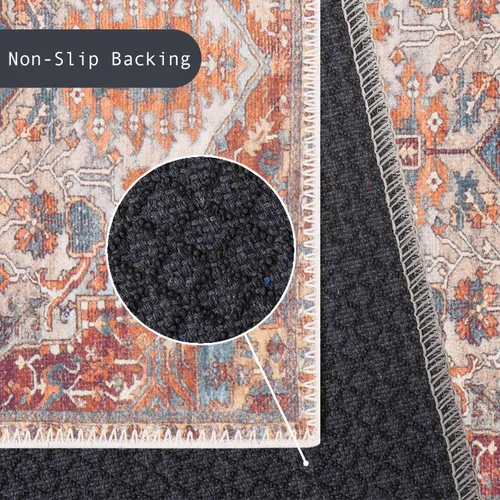 Vista 136 de GLN Rugs Traditional Collection - Alfombra de felpilla lavable a máquina, tradicional lavable, antideslizante, alfombra de felpilla de pelo corto
