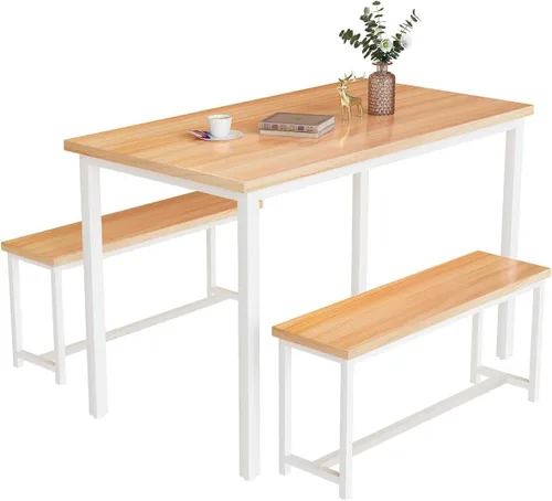 Vista 9 de Recaceik Juego de mesa de comedor beige de 47" para 4, juego de cocina de 3