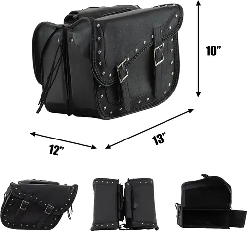 Vista 5 de GARGOYLE BELLS Bolsas de cuero genuino para silla de montar de motocicleta, bolsa de equipaje para softails, deportistas y helicópteros