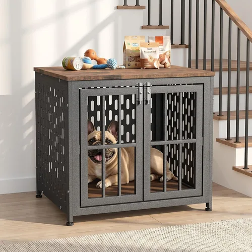 Vista 25 de Muebles de jaula para perros resistentes, jaula decorativa para perros negro (Aged Black)