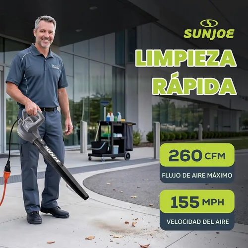 Vista 3 de Sun Joe SBJ597E-GRY 155 MPH 6 Amp, soplador eléctrico multipropósito, gris