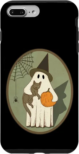 Vista 12 de iPhone 16 Vintage Ghost with Cat Halloween Graphic Case