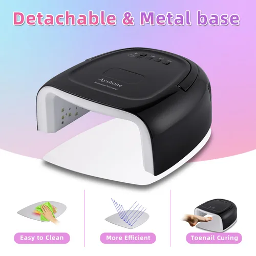 Vista 3 de Lámpara de uñas de gel LED recargable, 60W inalámbrico UV Led luz de uñas con mango de elevación Sensor táctil pantalla LCD (negro)