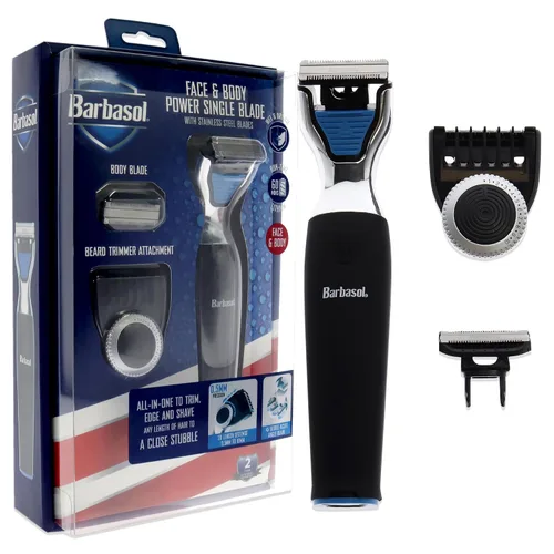 Vista 3 de Barbasol Afeitadora eléctrica recargable de una sola hoja húmeda y seca con cuchillas de acero inoxidable y accesorio ajustable para recortadora