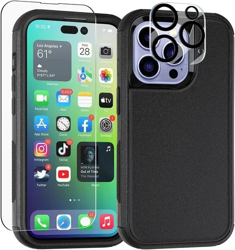 Vista 10 de X-belmox - Funda protectora para iPhone 14 Pro Max de 3 capas, color negro