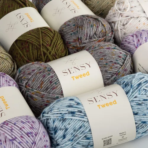 Vista 8 de S Sensy Tweed - Hilo mediano calibre acrílico #4 de primera calidad, color azul, 213 yardas, 4 onzas