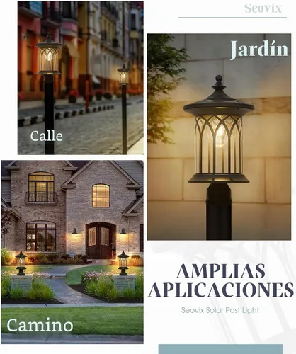 Vista 7 de KL235SPL10-1 - Luces solares impermeables para exteriores, lámpara solar del atardecer al amanecer, lámpara de poste de luz solar para poste E26