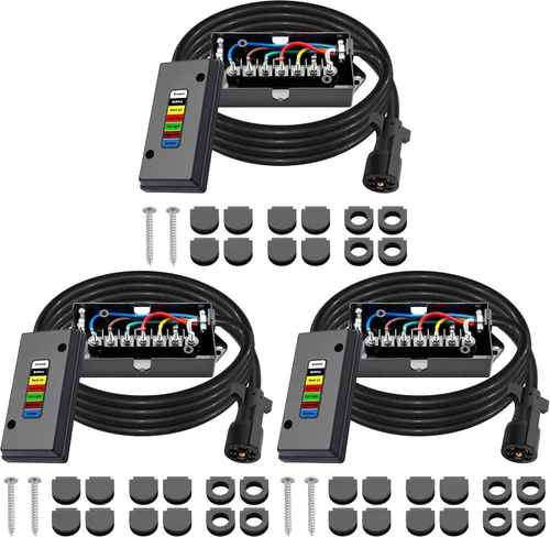 Vista 14 de CheeMuii Caja de conexiones de remolque de 7 vías, resistente a la intemperie, 7 pines, caja de cableado de remolque de 7 pines, caja de conexión