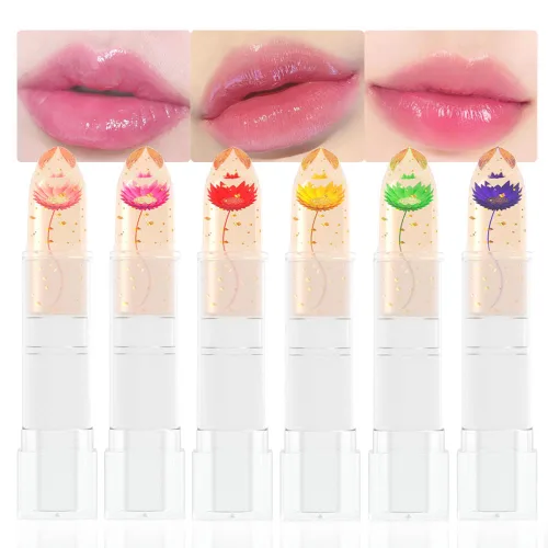 Vista 12 de BINGBRUSH 2 lápices labiales que cambian de color PH – Bálsamo labial de flor de gelatina, tinte labial hidratante activado por temperatura, lápiz