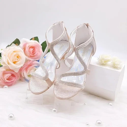 Vista 4 de Eiimieor Zapatos de tacón alto para niñas, zapatos de vestir para fiesta de boda, sandalias de tacón alto para niñas pequeñas y grandes