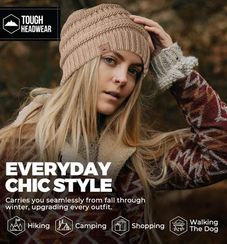 Vista 53 de Gorro de punto para mujer, cálido y suave, elástico, para clima frío de Tough Headwear