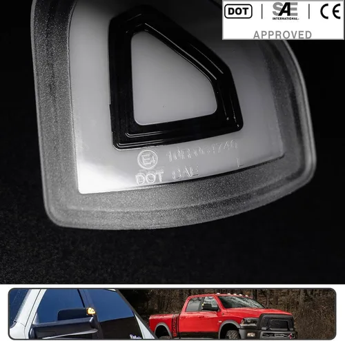 Vista 3 de 2 piezas de luz LED anaranjada para espejo y señal de giro para Dodge Ram 1500 2500 3500 4500 5500 2010-2018 Luz de señal de giro para espejo Lente