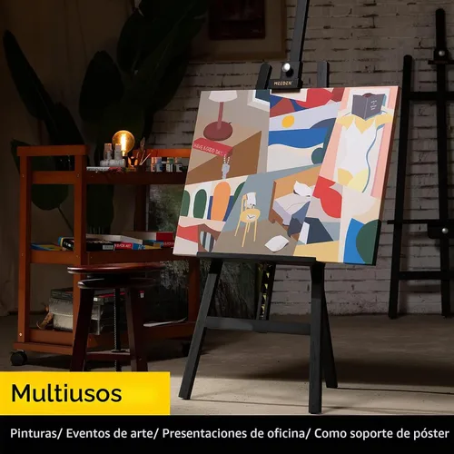 Vista 6 de MEEDEN Caballete resistente negro: caballete de arte de madera para pintar