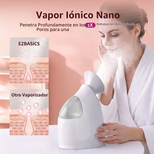 Vista 3 de EZBASICS Vapor facial, niebla caliente iónica nano para limpieza profunda Azul