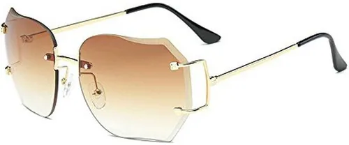 Vista 8 de lentes de sol sin montura de tamaño grande con lentes transparentes para mujer.