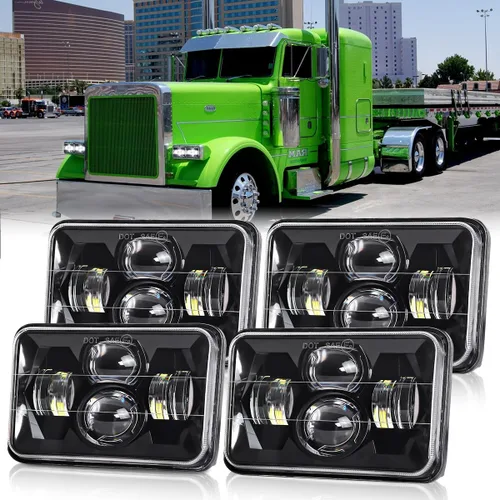 Vista 10 de Faros LED de 4 x 6 pulgadas con certificación DOT, 2 piezas, haz alto/bajo, rectangular, para camiones Kenworth T800, W900, Peterbilt, Oldsmobile