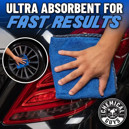 Vista 8 de Chemical Guys Toallas de microfibra de grado profesional para automóviles, color azul, 16 x 16 pulgadas, ultra suaves y sin arañazos, para camiones