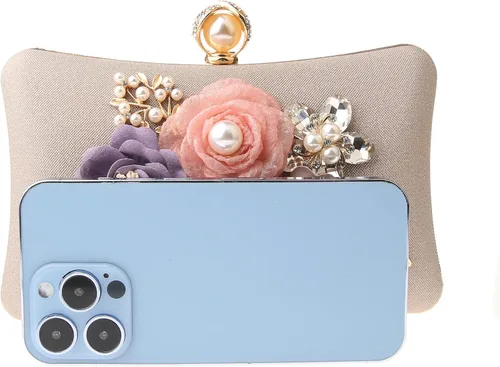 Vista 7 de Rkrouco Evening HandBags for Women Flower Wedding Clutch Purse Satin Floral Ladies Party Crossbody Bag