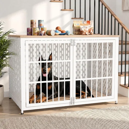 Vista 24 de Muebles de jaula para perros resistentes, jaula decorativa para perros negro (Aged Black)