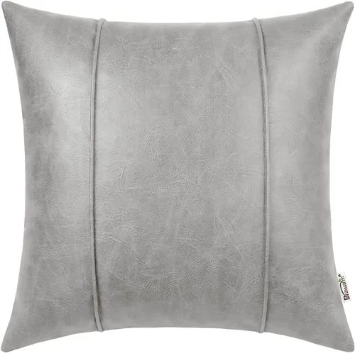Vista 27 de BRAWARM Funda de almohada de piel sintética de 16 x 16 pulgadas, color Negro