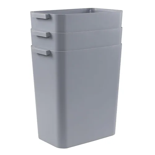 Vista 4 de Zopnny Cubo de basura de plástico, papelera, 4.5 galones, paquete de 3, color gris
