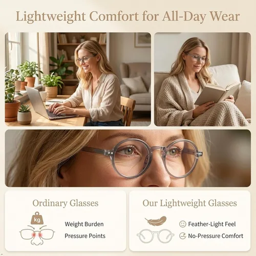 Vista 7 de Eyekepper Gafas de lectura redondas para mujeres y hombres lectores retro Mens Ladies Reader Eyeglasses,All Day Comfort Spring Hinges,Fashion