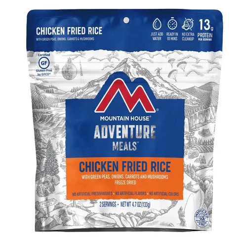 Vista 5 de Mountain House Teriyaki de pollo con arroz (2 porciones) Arroz frito con pollo (2 porciones) Alimentos liofilizados para mochileros