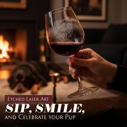 Vista 6 de Copa de vino de 12.75 onzas con diseño de perro grabado , A Great Gift for Dog Lovers, Custom Engraved, Birthday or Christmas, Dishwasher Safe