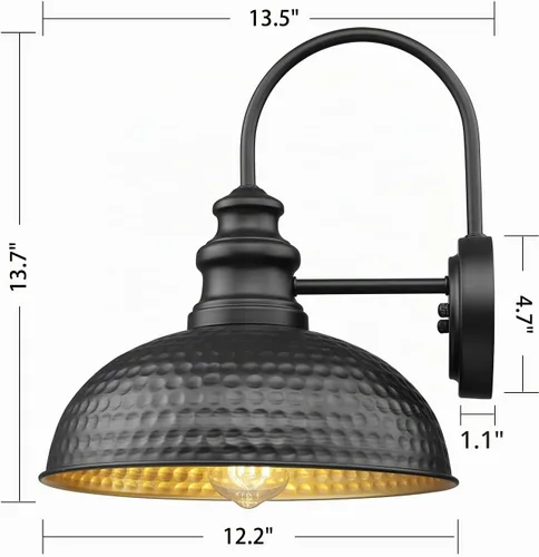 Vista 9 de Lámparas de granero para exteriores, luces de pared exterior de cúpula de 12 pulgadas, apliques rústicos de pared al aire libre, linterna de montaje