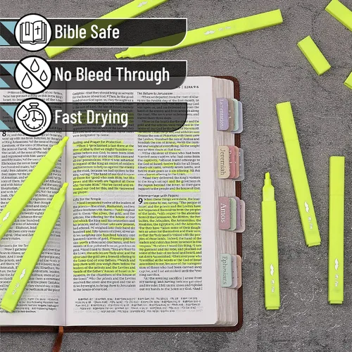 Vista 3 de Mr. Pen - Marcadores de Biblia estéticos amarillos que no se traspasan, 6 piezas, punta de cincel, bonito resaltador para suministros de diario