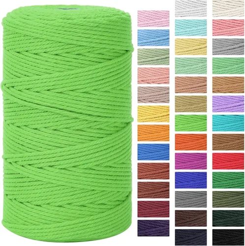 Vista 12 de Cordón de macramé 3mm x 300m Cuerda de macramé 100% algodón natural Cordón de algodón trenzado de 4 hebras para manualidades DIY, adornos