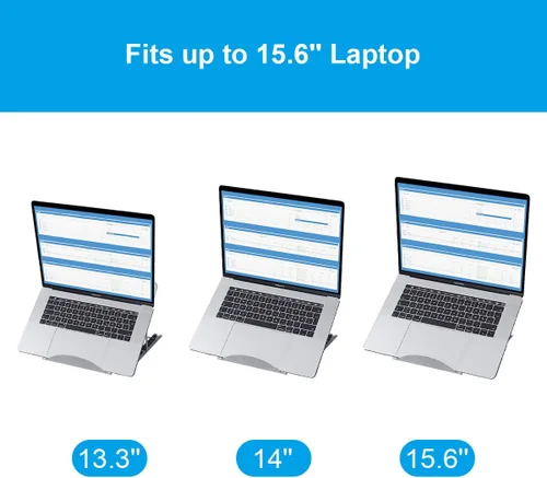 Vista 9 de Soporte ergonómico para tableta para laptop, malla metálica, ventilado, para escritorio, ajustable, compatible con Apple MacBook Air Pro, Dell XPS