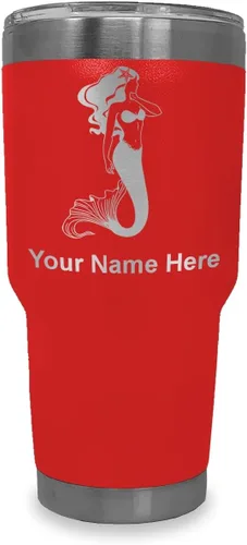 Vista 19 de LaserGram Vaso aislado al vacío de 20 onzas, sirena, grabado personalizado incluido (negro)