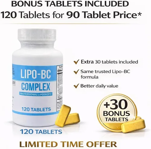 Vista 2 de Lipo BC, Lipo B-Complex 90 Tabletas. Nueva etiqueta con mejor por fecha, Misma fórmula.
