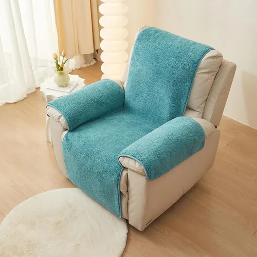 Vista 9 de vctops Funda para silla reclinable de vellón sherpa, súper suave y cálida, protector de muebles antideslizante, lavable, funda para silla reclinable