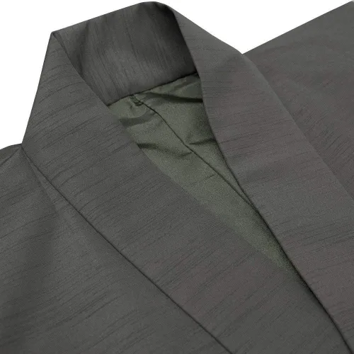 Vista 4 de KYOETSU Kimono lavable AwaseTsumugi para hombre con líneas finas estampado pongee