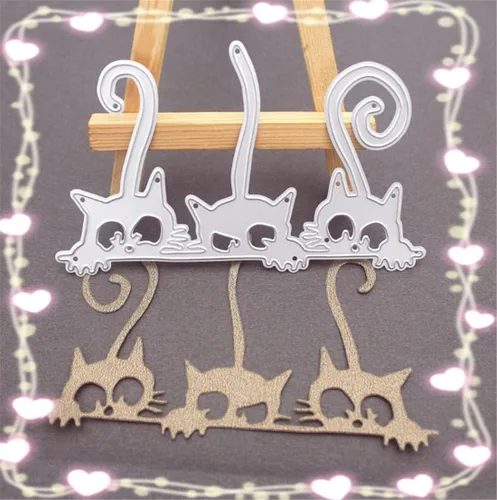 Vista 2 de Mvchifay Troqueles de corte de animales y gatos para hacer tarjetas, troquelados de metal, herramienta de álbumes de recortes, plantilla