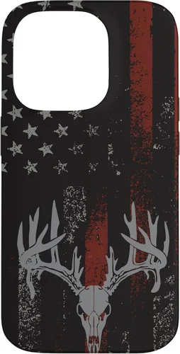 Vista 17 de Funda para iPhone 16 con la bandera americana de cola blanca ciervo Buck Hunting USA FLAG Hunter