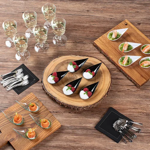 Vista 8 de Restaurantware - Cucharas de lágrima de 4 x 2 pulgadas, 20 cucharas de aperitivo - Cuenca desechable, con sangría, cucharas de degustación de Negro
