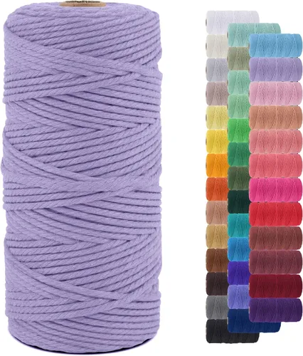 Vista 81 de Cordón de macramé de 0.079 pulgadas, cuerda de algodón natural de 109 yardas, hilo de cuerda de macramé para manualidades, ganchos de pared
