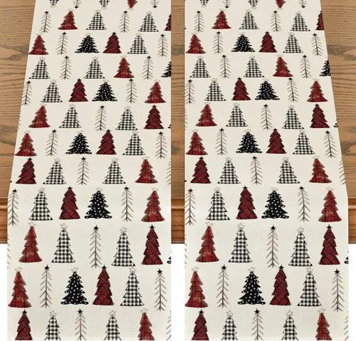 Vista 9 de Artoid Mode Camino de mesa de árbol de Navidad, decoración de mesa de comedor de cocina de invierno de temporada para decoración de fiesta