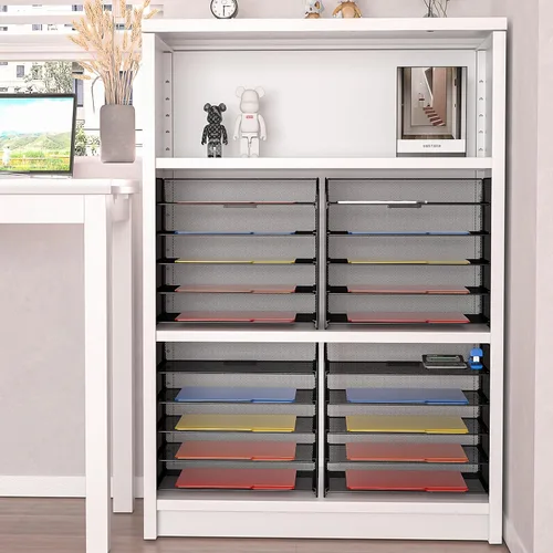 Vista 6 de Organizador de papel legal/A4 de 5 niveles, soporte para bandeja de papel para escritorio, soporte de archivos/clasificador, carpetas de archivos
