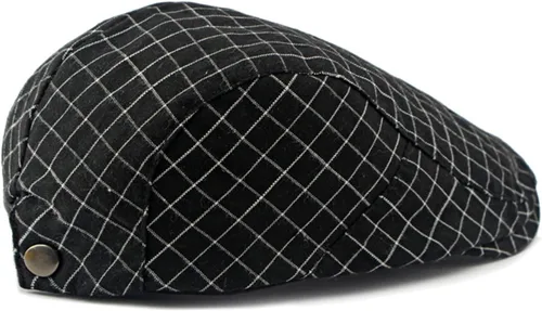 Vista 3 de Paquete de 2 gorras planas de algodón a cuadros para hombre, diseño de Ivy Cabbie Golf Gatsby