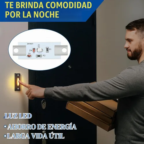 Vista 5 de Saillong 1 botón de timbre iluminado, negro, luz cálida